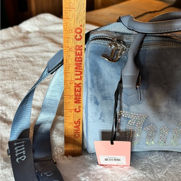 Juicy Couture Light Blue Velvet Satchel Bag with a gold purse charm.. NWT) - Picture 4 of 9